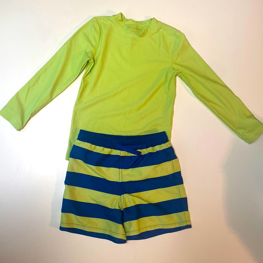 Primary brand swim trunks and shirt